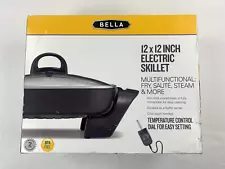 New ListingBella 12"x12" Electric Skillet Non-Stick, Temp. Control, Glass Lid - New In Box