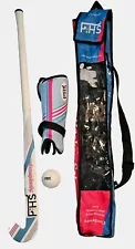 Field Hockey Stick Set For Beginners Symphony 34" Wooden Stick Shin Guards, Ball