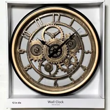 Steampunk Industrial Gear Wall Clock 3D Retro Rustic Vintage Decor Black Bronze