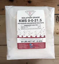 20lb KMS Potassium Magnesium Sulfate 0-0-21.5 SulPoMag Soluble Fertilizer Powder