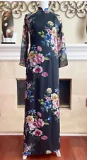 Black Ao Dai Vietnamese IN 3D. voan 4 tà . FINAL SALE