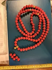 Red /gold Buddhist Prayer Beads 21”