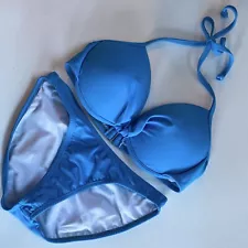 LADY M Bikini Top & Bottom Small Blue Swim Swimwear Swim Suit Pageant