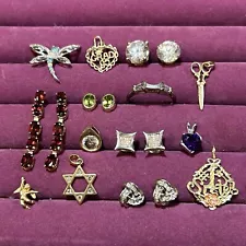 10k & 14K Gold Jewelry Lot Charms Earrings Ring 22.4g Some w/ Stones NOT SCRAP