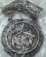 NRA Marksman Medal Bronze 50-Foot Pistol Medallion With First Class Bar Vintage