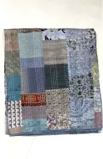 Indian Patola Silk Patch Work Kantha Quilt Kantha Blanket Bedspread Queen Quilt