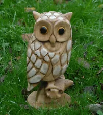 Hand carved wooden owl. Sustainable hardwood