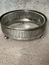 Antique Silver Bowl With Glass Insert 4”