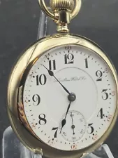 Antique 1907 Hamilton 940 21j 18s Gold Filled Fahy’s Case Railroad Pocket Watch