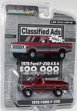 Greenlight 1/64 1978 Ford F-250 Custom 78 Lifted 4x4 Diecast Model Toy Truck Red