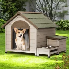 Outdoor Fir Wood Dog House With An Open Roof For Small To Medium Dogs With Stora