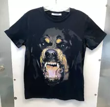 GIVENCHY Rottweiler Dog Print Short Sleeve Tee S Cut & Sewn Black Used DS68