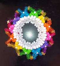 New ListingRARE! 3D “Super Star” Large KANDI CUFF beaded Rave Bracelet / Band Awesome!