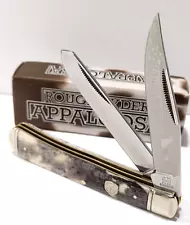 Texas APPALOOSA Horse Rodeo Smooth Black White Bone Trapper Folding Pocket Knife