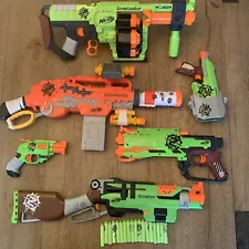 Nerf Zombie Strike 6 Gun Lot. Dominator, Scravenger, Sling fire and More. Tested