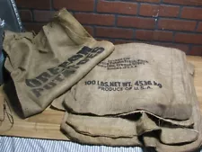 Lot of 5 Burlap Gunny Sacks Oregon Potato 100 Lb.