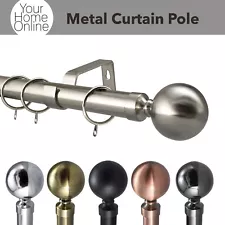 Extendable Metal Curtain Pole Various Ball Finials 28mm Diameter Black Chrome