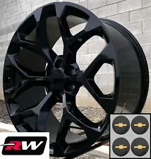 20 inch Chevy Silverado 1500 OE Replica Snowflake Wheels Gloss Black Rims 20 x9"