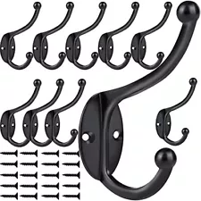 Wall Hooks, 10Pcs Coat Hooks Hardware Towel Hooks for Hanging Coats Double No Ru