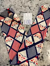 NEW LuLaRoe Christmas Kids L/XL Leggings Geo-Santa Diamonds Red, White, Blue