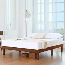 Wood Platform Bed Frame Oak Wood Easy Assembly Queen / King/ Full