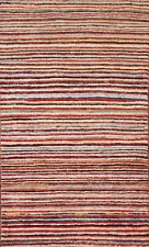 Striped Gabbeh Kashkoli Oriental Modern Area Rug Hand-knotted Foyer Carpet 2'x4'