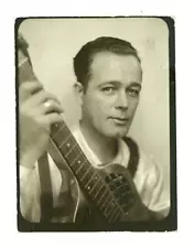 HAWAIIAN MUSIC GUITAR PLAYER w/ TRICONE STEEL RESONATOR 1930's PHOTO BOOTH PHOTO