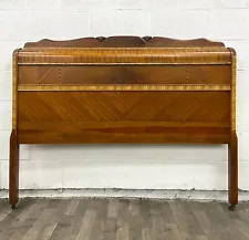 Vintage Full Size Art Deco Style Waterfall Headboard