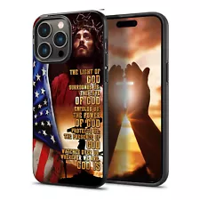 The Light of God Surrounds Us Jesus Christian Cross American Flag Phone Cases