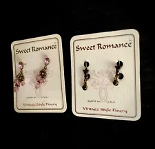 Antique Style Crystal Sweet Romance Earrings lot of 2