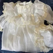 Vintage Long Christening Gown And Bonnet For Your Large Doll