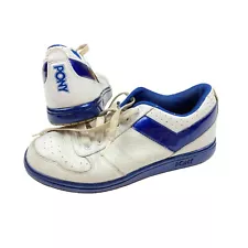 Vintage PONY Sneaker White Glossy Blue City Wings Low Top Womens 6.5 Distressed