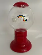 Skittles Candy Dispenser Gumball Style Clear w/ Red Base 9" Tall 1991 Vintage