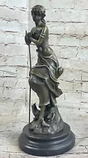 Vintage Bronze Victorian Lady Maiden in Waiting Old Garden Statue Sculpture Sale