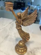 Vintage 16" Resin Angel Candelabra For Taper Candle