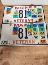 Set of very used Maine License Plates. 15 years of old tags