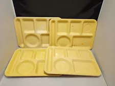 Lot (4) CARLISLE 6 Compartment Divided Cafeteria Food Trays TAN & Orange Specks