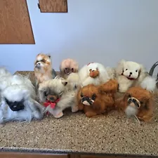 8 vintage lot Pekingese Pomeranian Shih Tzu Stuffed dog dankin pussy cat toy co.