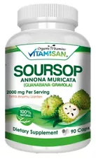 Soursop GRAVIOLA EXTRACT 2000 mg 45days Guanabana Annona Antioxidant 90 capsules