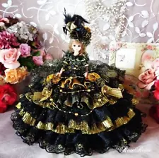 Queen Marie Antoinette Black Mystery Ribbon Train Dress