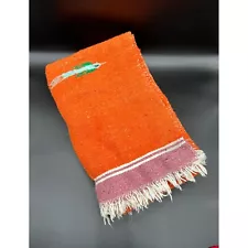 Vintage Native American Blanket Throw Birds Fringe Southwestern Decor Orange