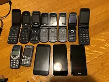 Lot of 13 old cellphones - Sony Ericsson, Samsung, LG, Nokia, ZTE, Orbit