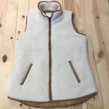 OLD NAVY Cream Colored Fuzzy Sherpa Vest Women’s Size Small Pockets Zip Up SI39