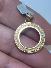 solid 14k gold 2 pesos Coin Frame pendant Mexican bezel