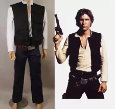 A New Hope Han Solo Costume Cosplay Outfit Men's Pants Shirt Vest Halloween Suit