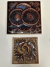 Two Antique Ceramic Tiles AET 6" Low 4.25"