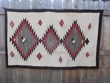 Hand Woven Southwest Style Wool Rug or Blanket Zapotec Indian Mexican 43 X 70