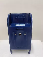 VINTAGE Metal U. S. POST OFFICE BLUE Mail Box Bank NO Key Good Condition