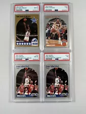 1990 Hoops Michael Jordan & Mark Jackson PSA Graded 4 Card Lot 8s/7