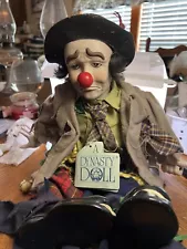 Vintage 1983 Clyde The Hobo Clown 20” Porcelain Dynasty Doll Collection